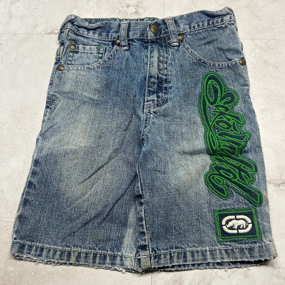 Ecko Unltd Denim Shorts Light Wash Blue Boys Size 4 Embroidered Y2K Streetwear